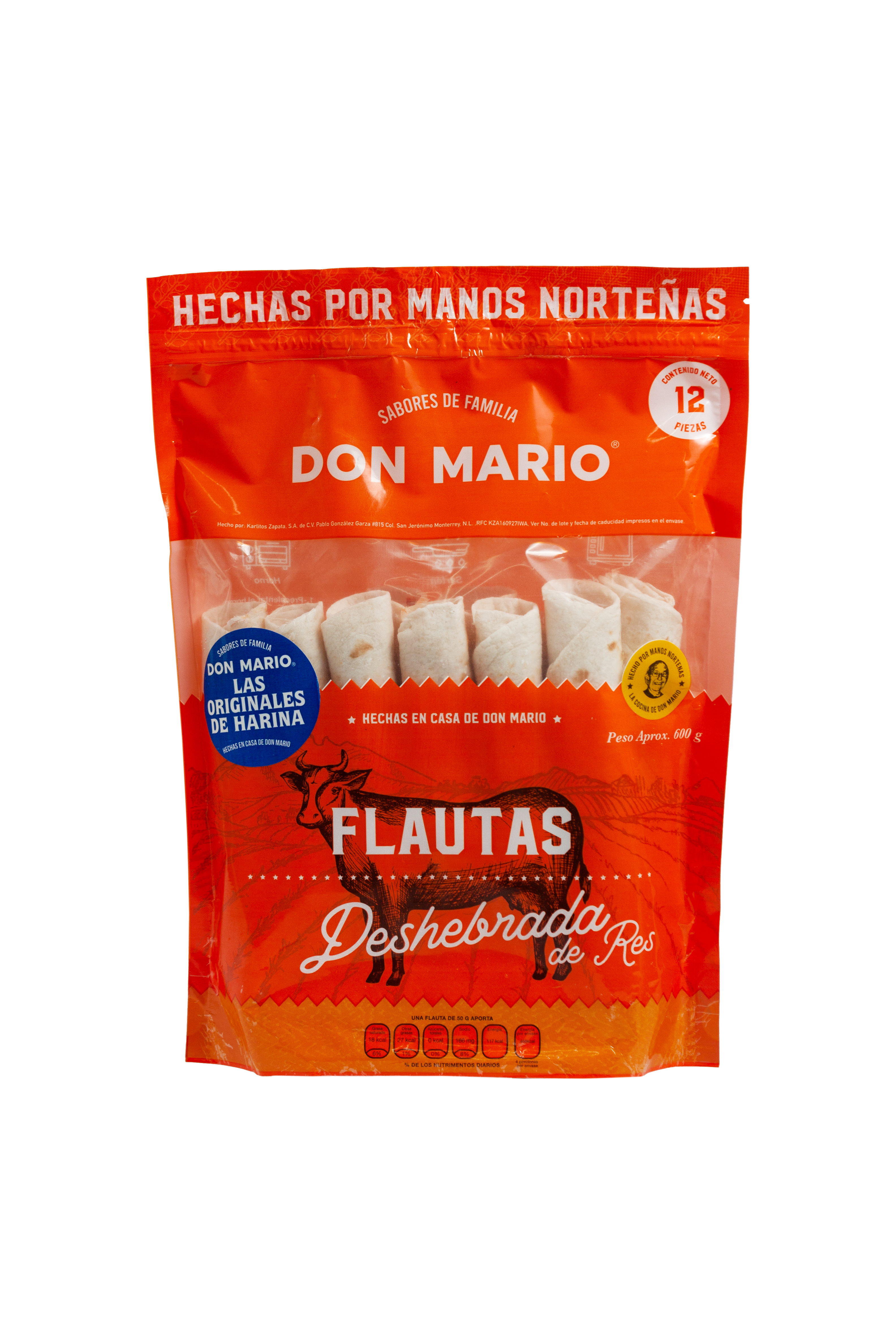 Flautas Harina Sabor Deshebrada 12 piezas